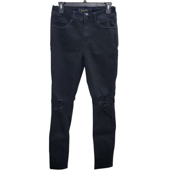 Indigo Rein Women's Distressed Black Wash Stretch Skinny Leg Denim Jeans Size 28 - Picture 1 of 11
